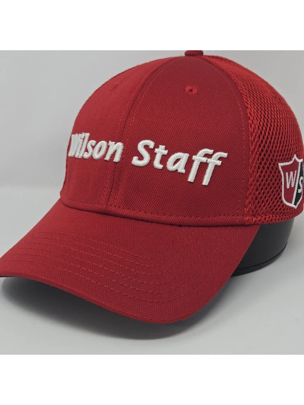 Wilson Staff Golf Hat Cap Red Mesh Adjustable Hook & Loop Performance